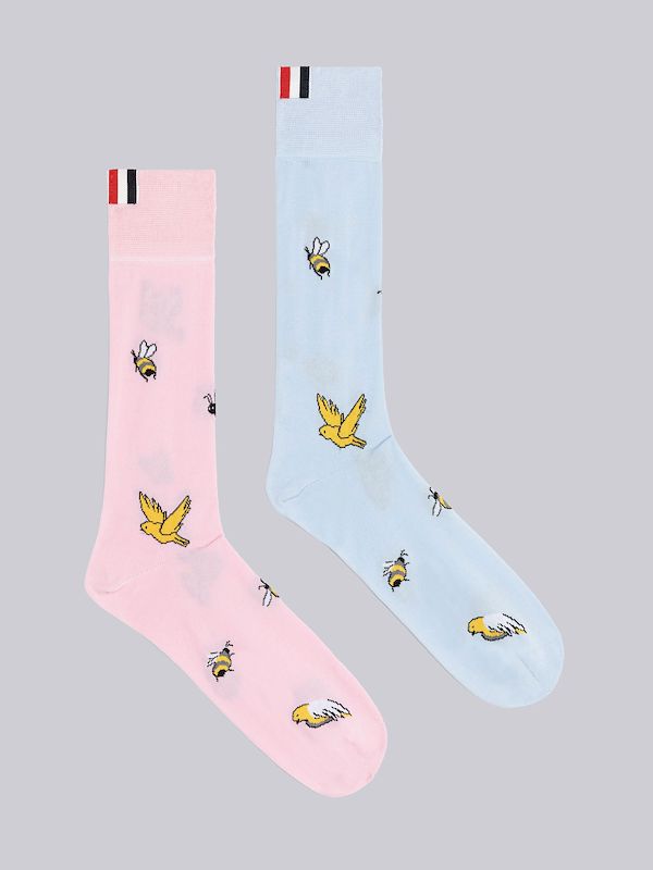 Fun-Mix Mercerized Cotton Birds and Bees Mid Calf Socks