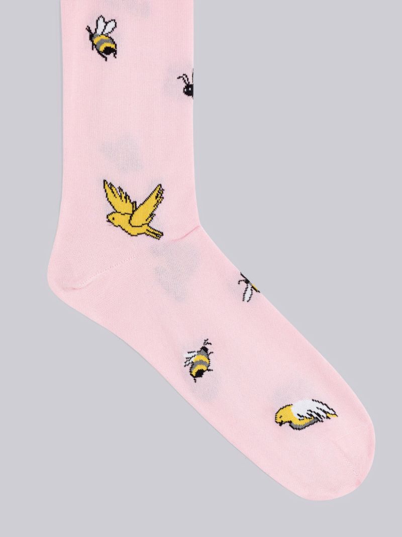 Fun-Mix Mercerized Cotton Birds and Bees Mid Calf Socks