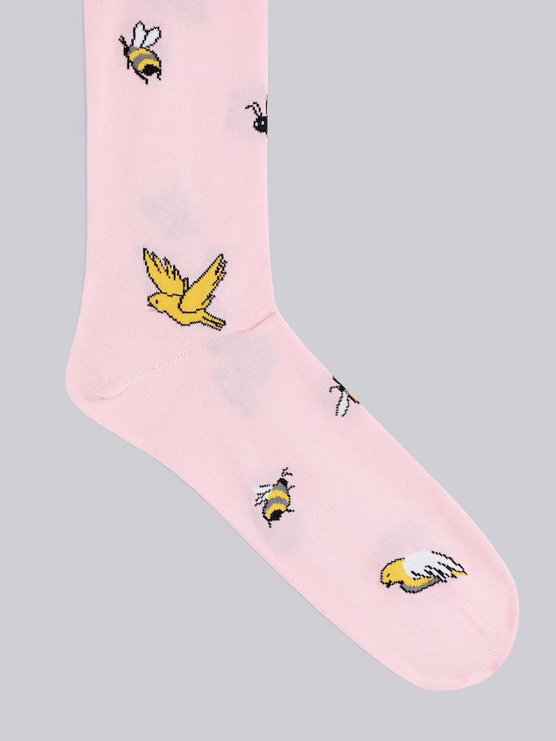 Fun-Mix Mercerized Cotton Birds and Bees Mid Calf Socks