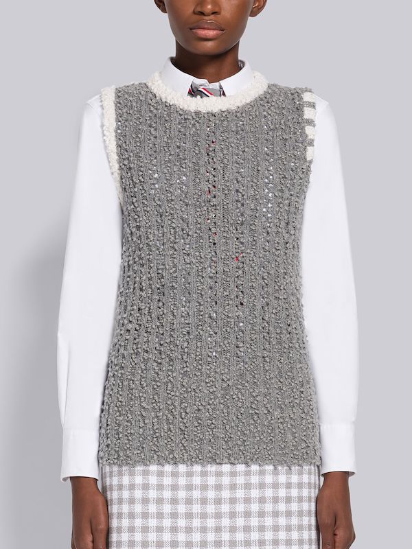 Fun-Mix Pointelle Boucle 4-Bar Shell Top