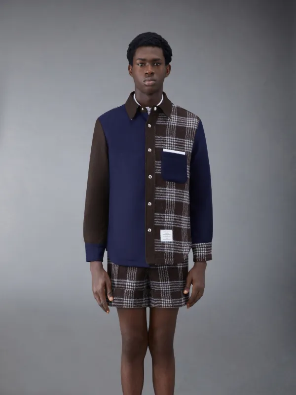 Fun-Mix Prince of Wales Snap Front Shirt Jacket