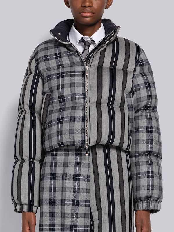 Fun-Mix Tartan Nylon Reversible Down Jacket