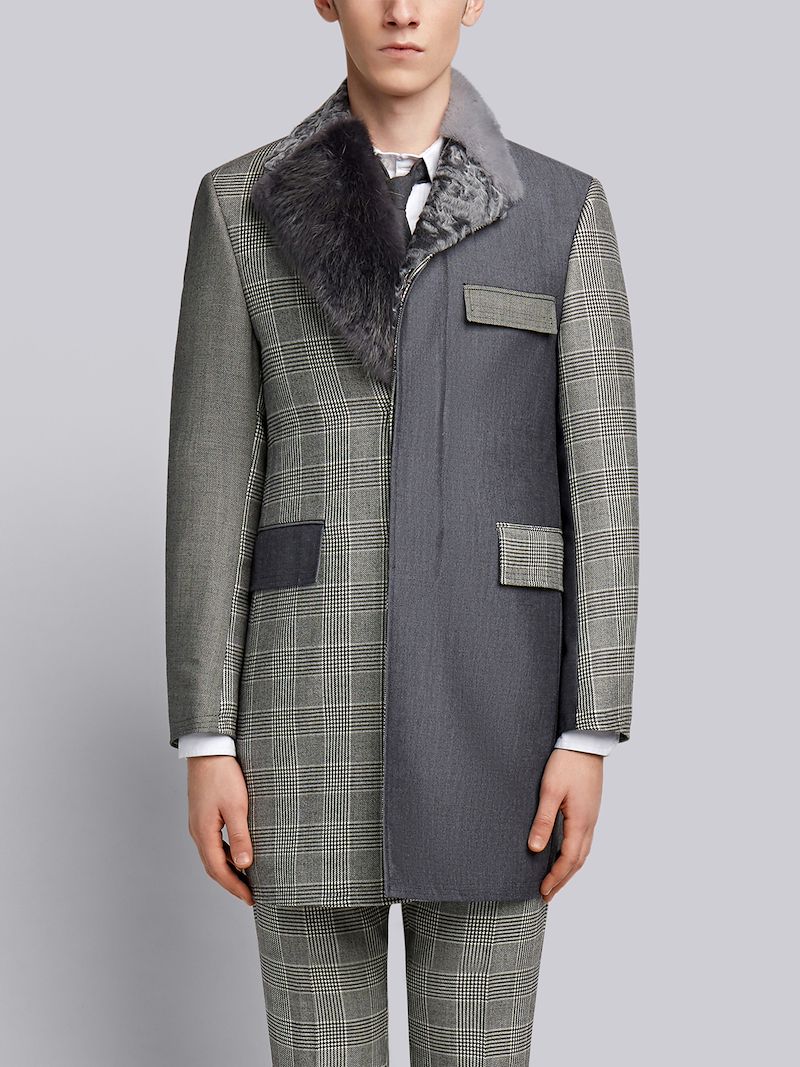Fun-Mixed Fur Collar And Lapel Classic Chesterfield Overcoat | Thom ...