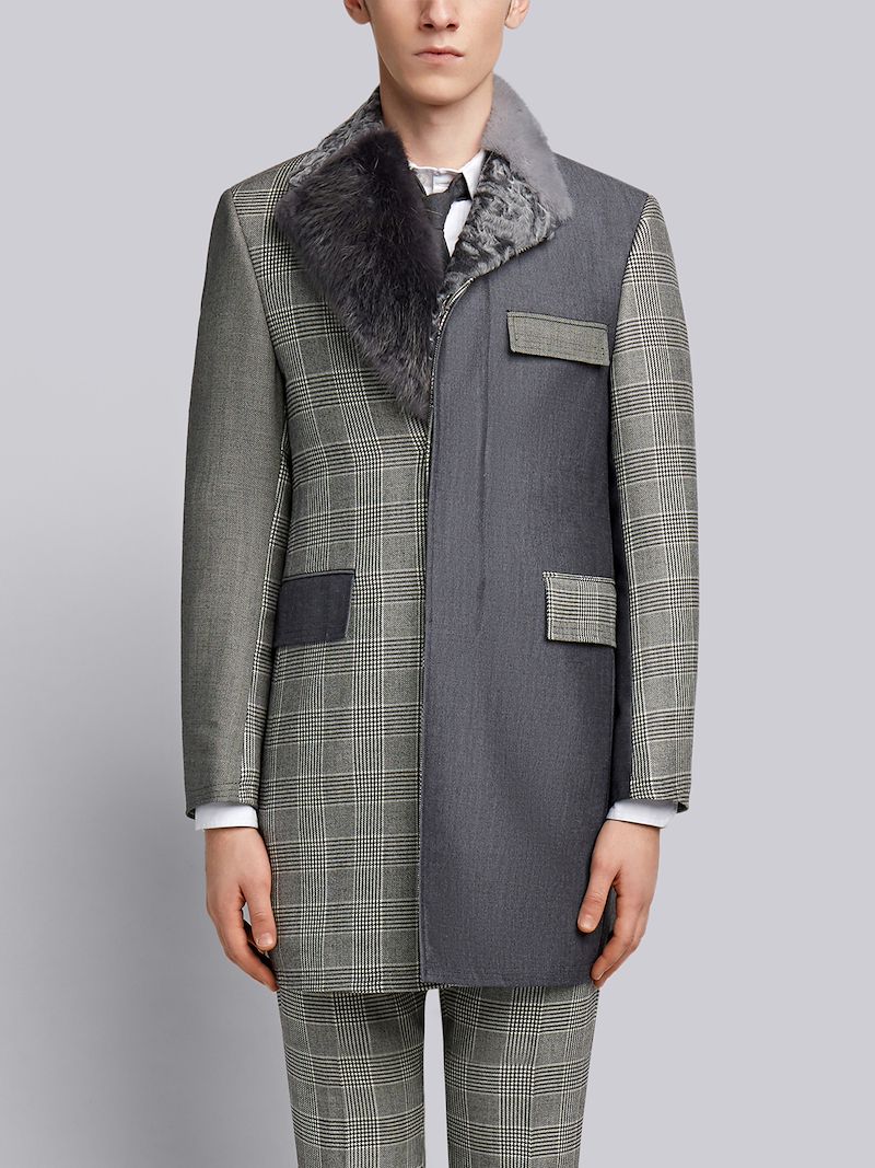 Fun Mixed Fur Collar And Lapel Classic Chesterfield Overcoat Thom Browne Official 5270