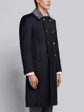Fur Top Pintuck Cavalry Twill Chesterfield Overcoat