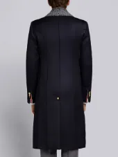 Fur Top Pintuck Cavalry Twill Chesterfield Overcoat