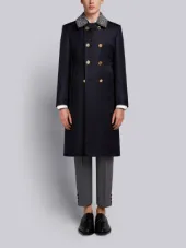Fur Top Pintuck Cavalry Twill Chesterfield Overcoat