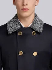 Fur Top Pintuck Cavalry Twill Chesterfield Overcoat