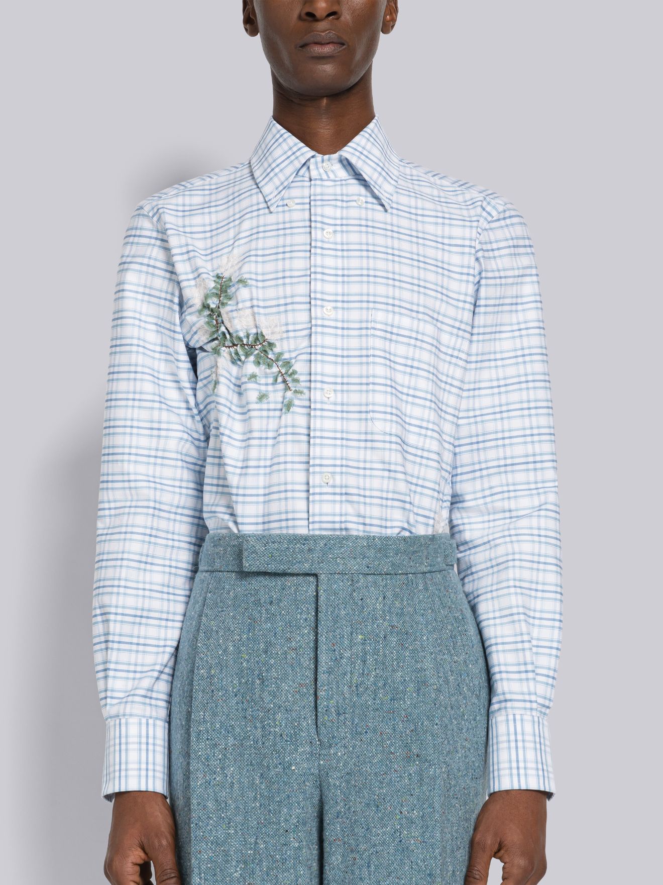 Gathered Blanket Stitch Applique Shirt | Thom Browne