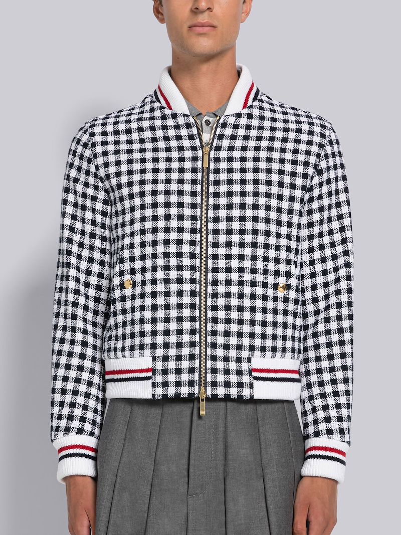 Gingham Boucle Knit Rib Blouson Jacket Thom Browne Official