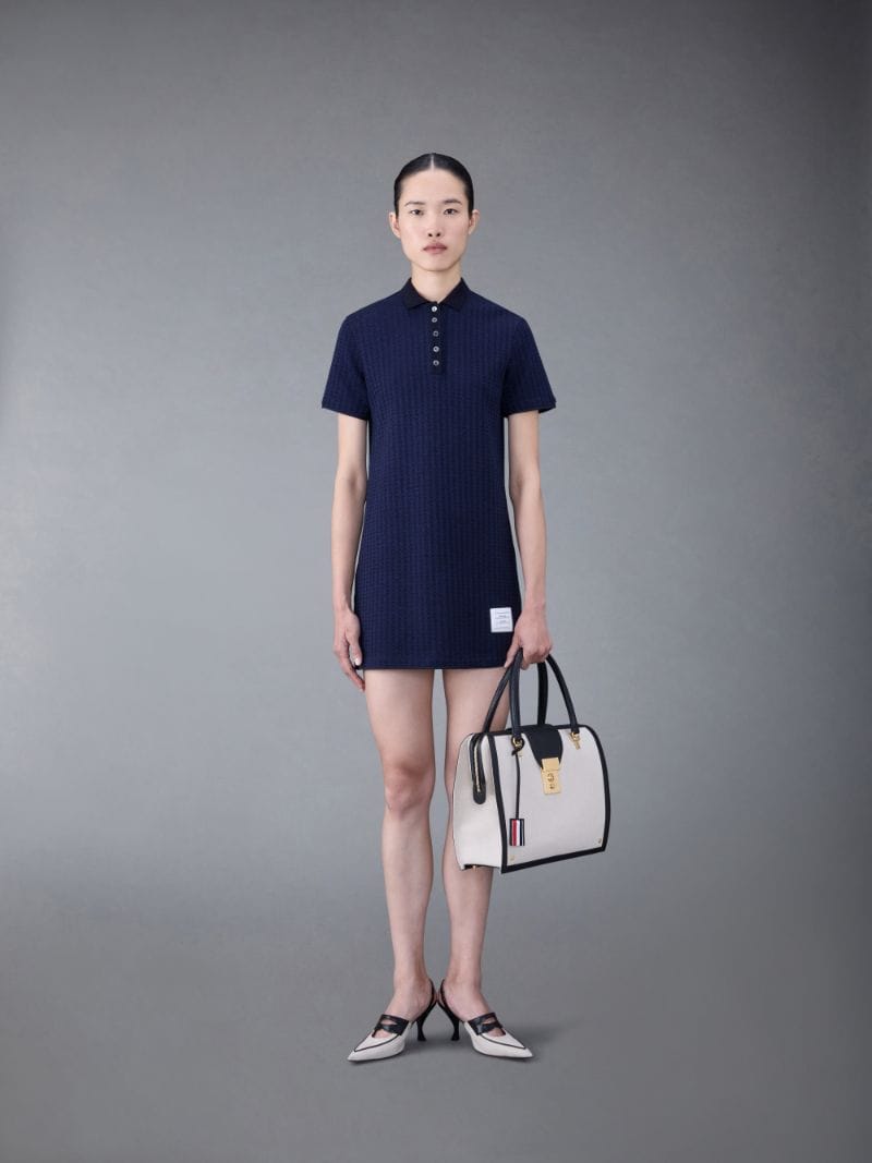Gingham Jacquard Short Sleeve Polo Dress | Thom Browne