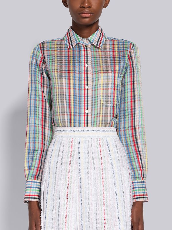Gingham Silk Organza Classic Shirt