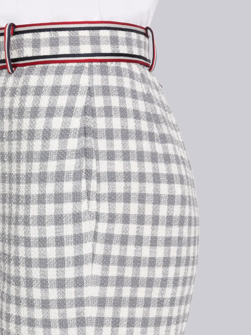 Gingham Stripe Trim High Waisted Short