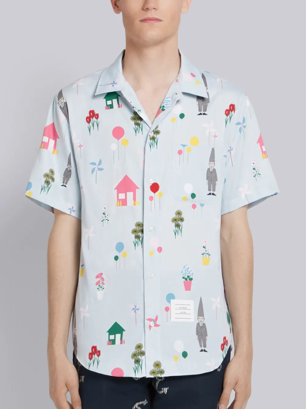 Gnome Print Polo Collar Shirt | Thom Browne