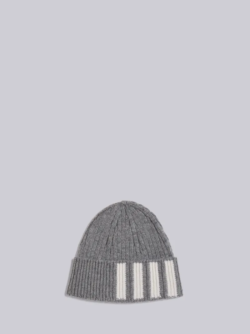 Grey Cashmere 4-Bar Cuff Beanie | Thom 