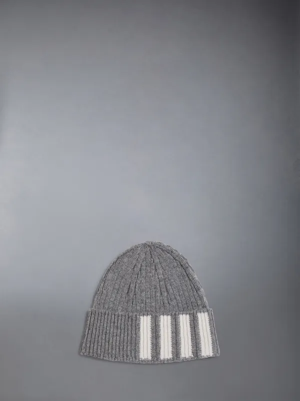 Grey Cashmere 4-Bar Cuff Beanie