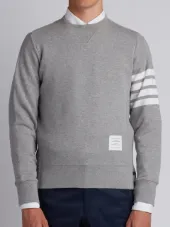 grey Classic Sweatshirt With Engineered 4-Bar In Classic Loop Back