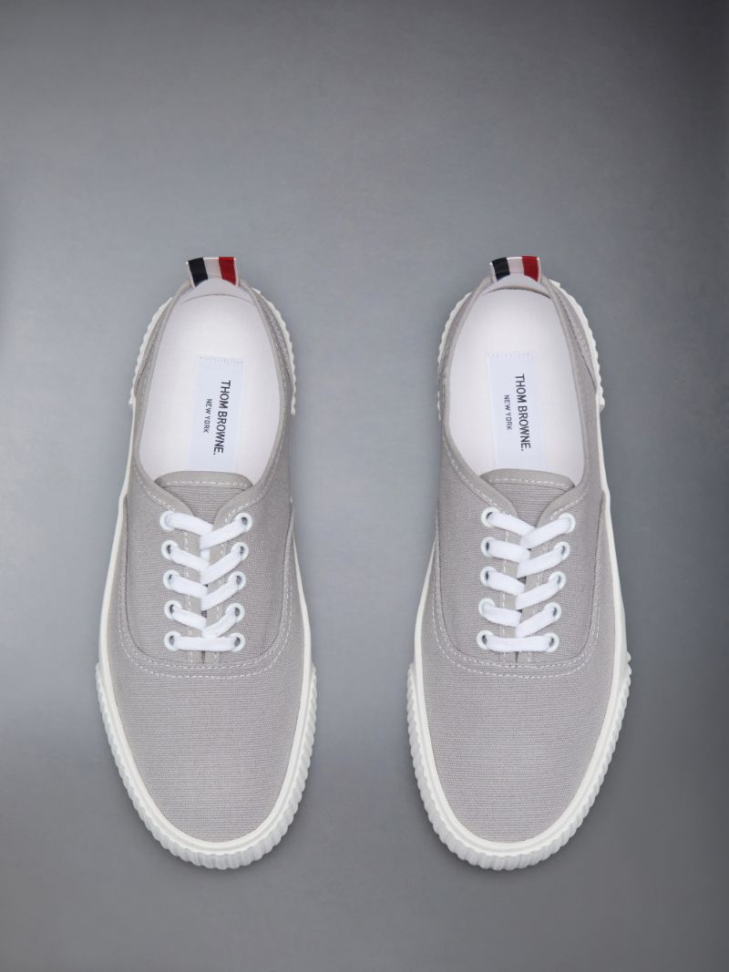 Grey Cotton Canvas Heritage Sneaker Thom Browne