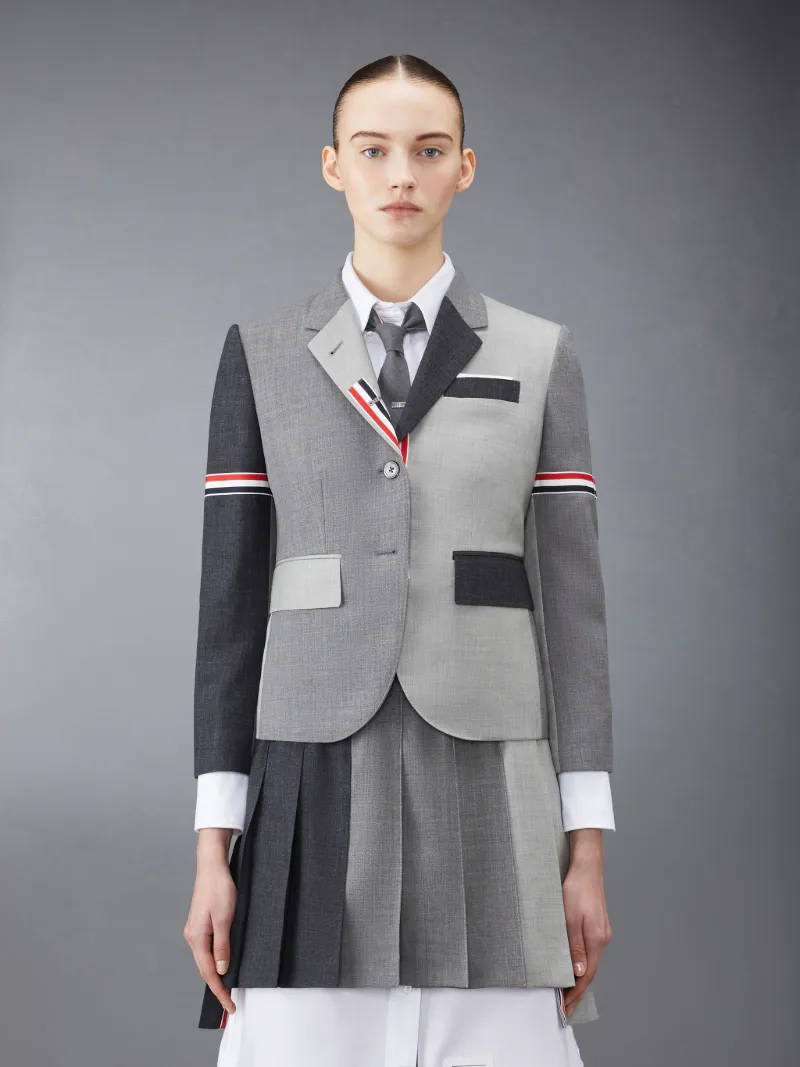 Grey Fun-Mix Wool 2 Ply Fresco High Armhole Jacket Grey Fun-Mix Wool 2 Ply Fresco High Armhole Jacket