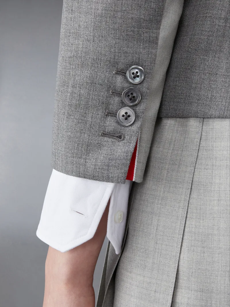 Grey Fun-Mix Wool 2 Ply Fresco High Armhole Jacket Grey Fun-Mix Wool 2 Ply Fresco High Armhole Jacket