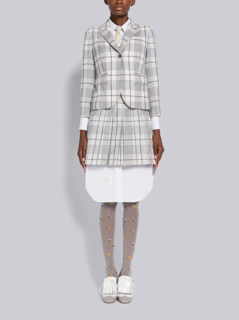 Hairline Check Suiting Pleated Mini Skirt