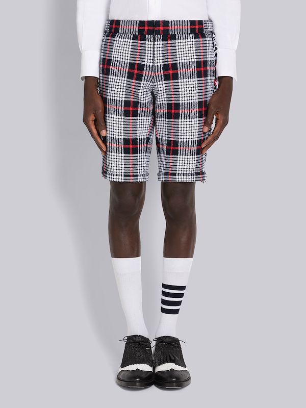 HAIRLINE CHECK SUMMER TWEED LOW RISE SKINNY SHORT