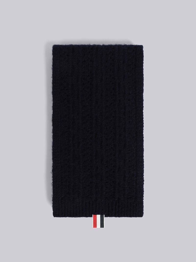 Hairy Silk Cashmere Cable Pointelle 4-Bar Scarf