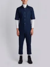 Half Sleeve Shirt With Low Rise Skinny Jumpsuit In Washed Denim