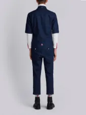 Half Sleeve Shirt With Low Rise Skinny Jumpsuit In Washed Denim