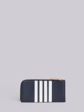 Half Zip Around Wallet With Contrast 4-bar Stripe In Pebble Grain & Calf Leather