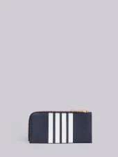 Half Zip Around Wallet With Contrast 4-bar Stripe In Pebble Grain & Calf Leather