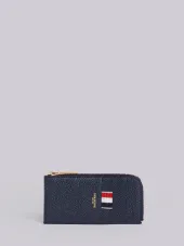 Half Zip Around Wallet With Contrast 4-bar Stripe In Pebble Grain & Calf Leather