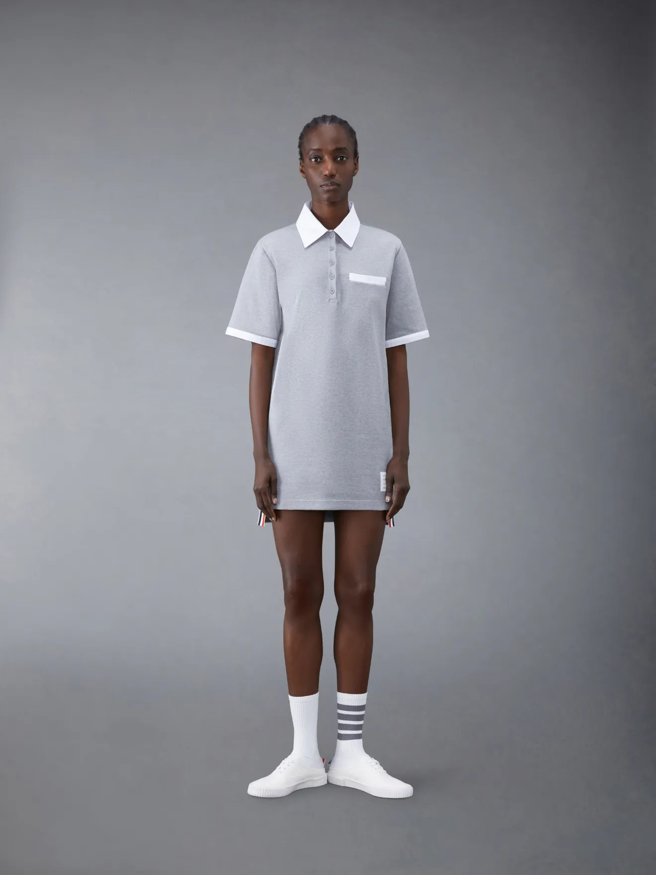 Heavy Jersey Oxford Trim Short Sleeve Polo Dress | Thom Browne