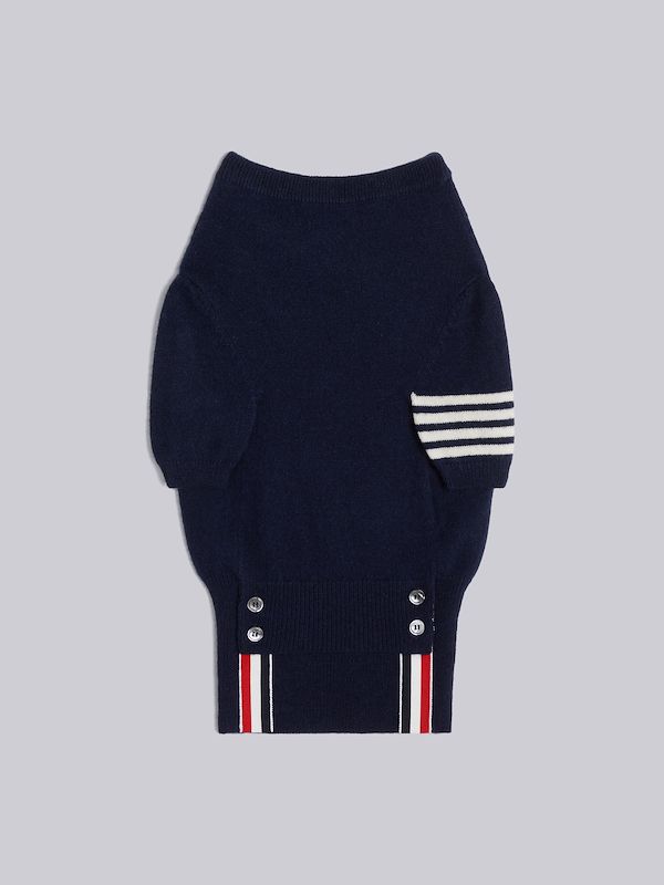 Hector Browne Canine Crewneck Pullover With 4-Bar Stripe in Jersey Stitch Cashmere