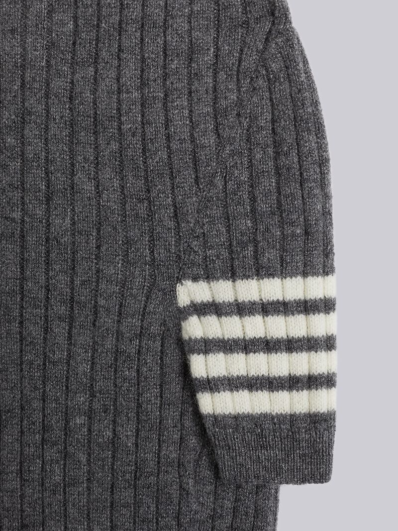 Hector Browne Canine Crewneck Pullover With 4-Bar Stripe in Jersey Stitch Cashmere