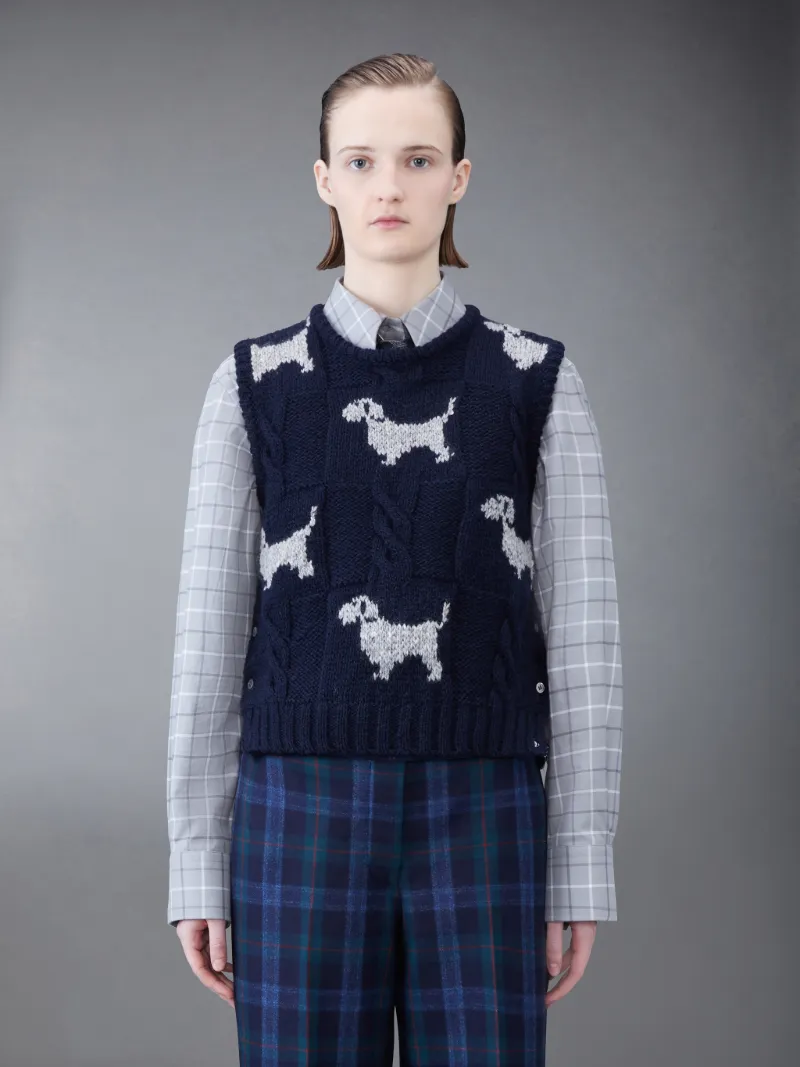 THOM BROWNE kids キーズ ネイビー 迫り ケーブルニットセーター10y