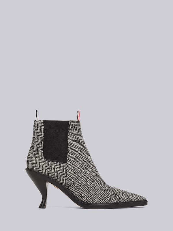 Herringbone Curved Heel Mid Top Chelsea Boot