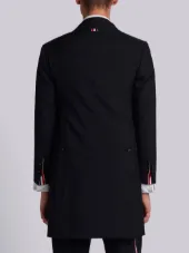 High Armhole Chesterfield With Red, White And Blue Selvedge Placement And Silk Faille Lapel In School Uniform Plain Weave