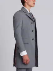 High Armhole Chesterfield With Red, White And Blue Selvedge Placement In School Uniform Plain Weave