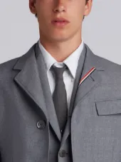High Armhole Chesterfield With Red, White And Blue Selvedge Placement In School Uniform Plain Weave