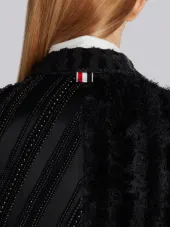HIGH ARMHOLE SINGLE BREASTED SPORT COAT IN DOUBLE BONDED HEAVY SILK CHARMEUSE WITH ALLOVER FUNMIX EMBROIDERY