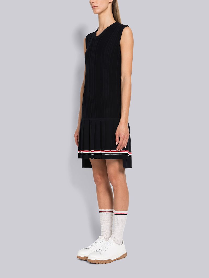 High Twist Cotton Cricket Stripe Sleeveless Tennis Dress Thom Browne