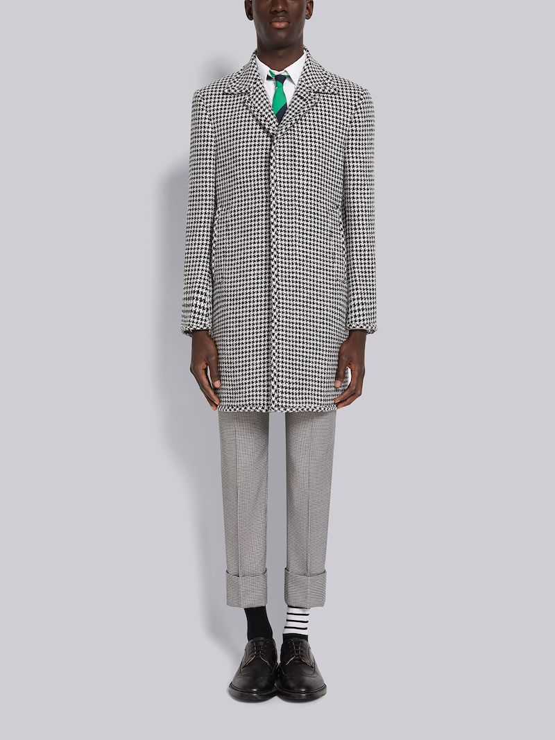 Houndstooth Cashmere Boucle Bal Collar Overcoat
