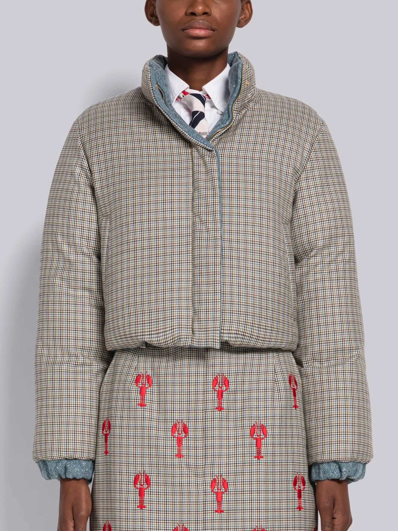 Plaid down clearance jacket