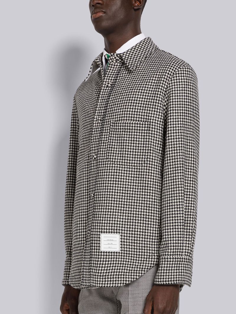 Houndstooth Lambswool Snap Front Shirt Jacket