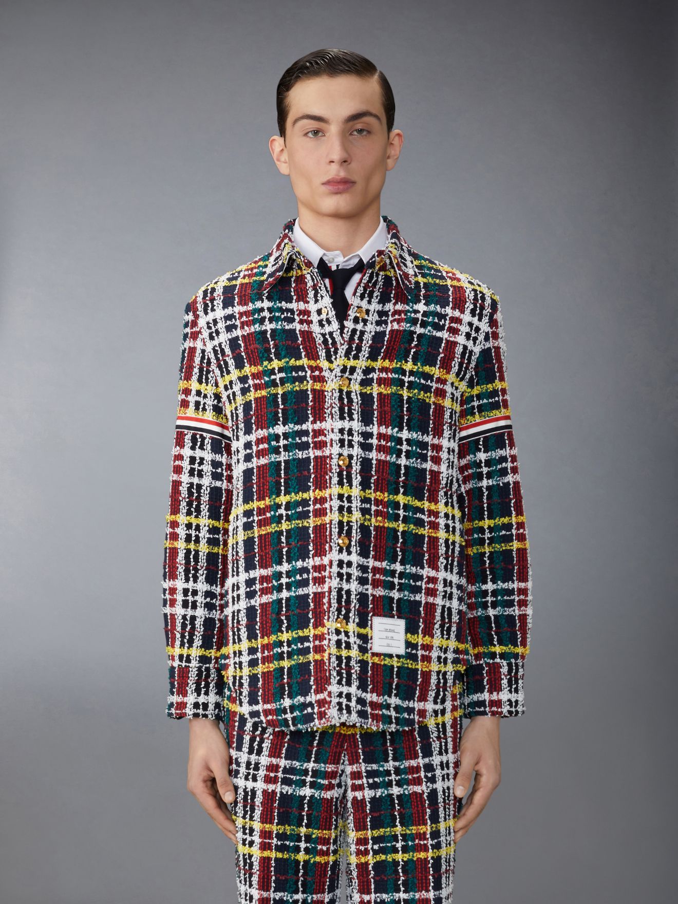 Hunting Tartan Eyelash Tweed Armband Shirt Jacketグリーン | Thom Browne  公式オンラインサイト