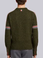 Intarsia Stripe Classic Mohair Tweed Crewneck Pullover