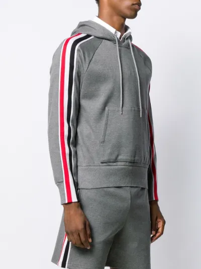 Thom online Browne Interlocking Cotton RWB Stripe Hoodie Sweatshirt