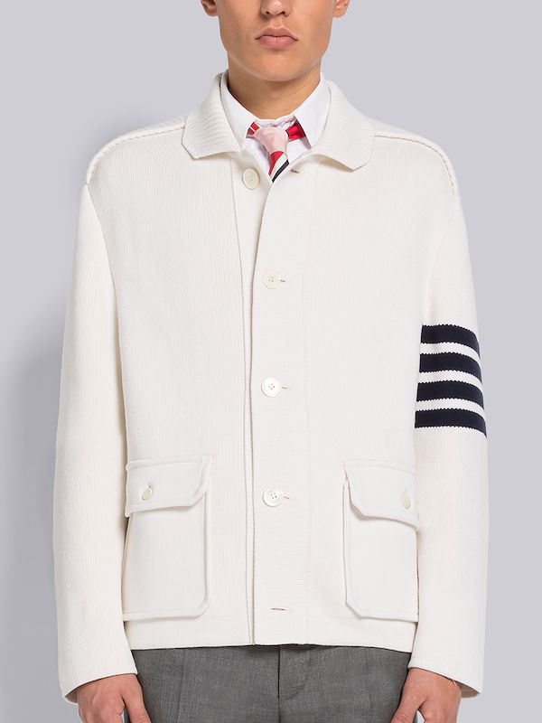 INTERLOCK STITCH COTTON CASHMERE 4-BAR POLO COLLAR JACKET