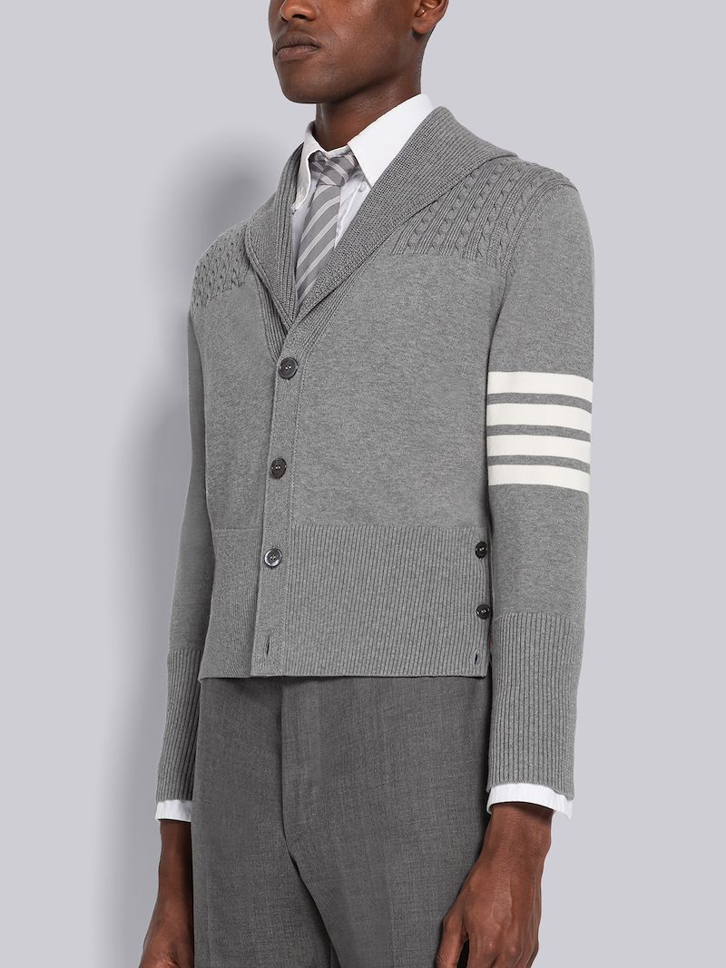 Jersey Stitch 4-Bar Shawl Collar Cardigan